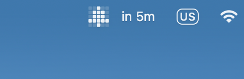 Menu bar showing "14m left" label during an in-progress event